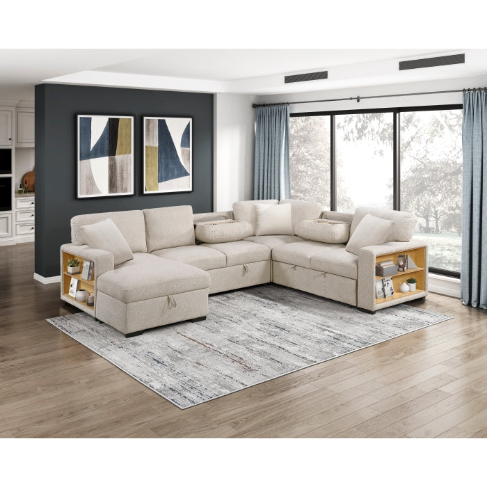 Homelegance - Pompano Sectional with Left Chaise in Beige - 9630BE*4LC2R - GreatFurnitureDeal