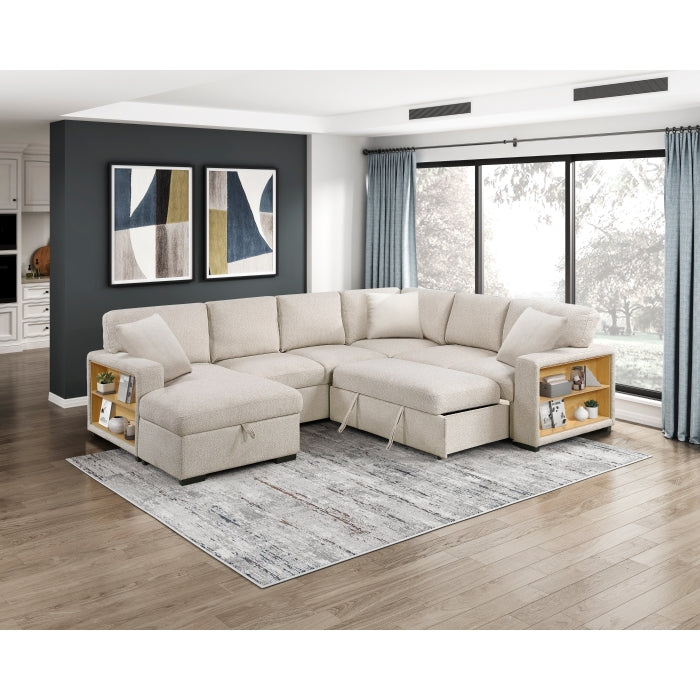 Homelegance - Pompano Sectional with Left Chaise in Beige - 9630BE*4LC2R - GreatFurnitureDeal