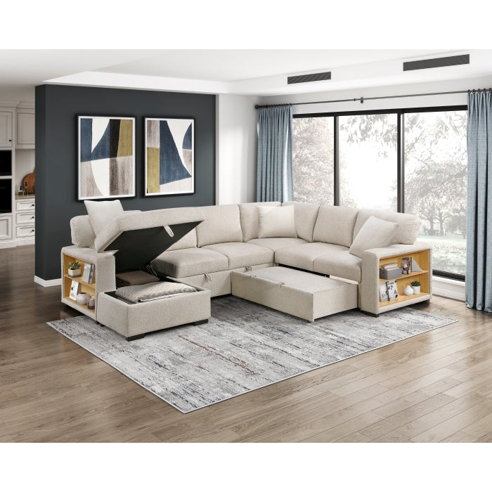 Homelegance - Pompano Sectional with Left Chaise in Beige - 9630BE*4LC2R - GreatFurnitureDeal
