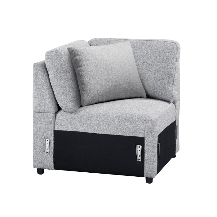 Homelegance - Pompano 3 Piece Sectional with Right Chaise, Pull-out Bed, Hidden Storages and Shelves in Gray - 9630GY*42LRC - GreatFurnitureDeal