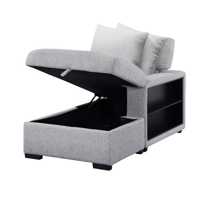 Homelegance - Pompano 3 Piece Sectional with Right Chaise, Pull-out Bed, Hidden Storages and Shelves in Gray - 9630GY*42LRC - GreatFurnitureDeal