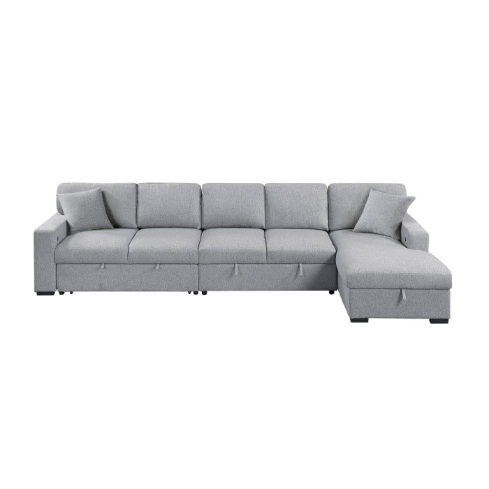Homelegance - Pompano Sectional with Right Chaise in Gray - 9630GY*32LRC - GreatFurnitureDeal