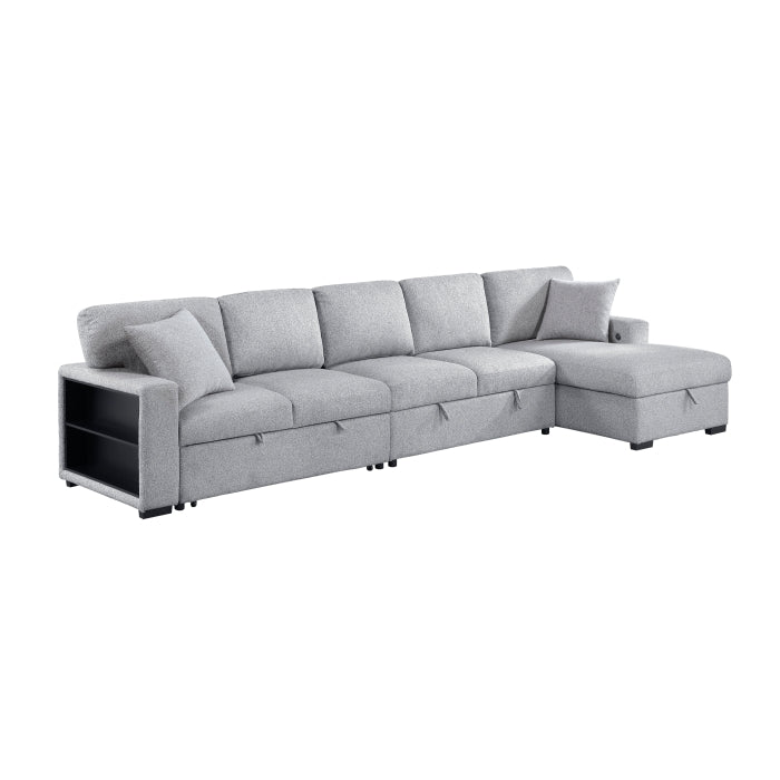 Homelegance - Pompano Sectional with Right Chaise in Gray - 9630GY*32LRC - GreatFurnitureDeal
