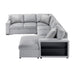 Homelegance - Pompano 3 Piece Sectional with Right Chaise, Pull-out Bed, Hidden Storages and Shelves in Gray - 9630GY*42LRC - GreatFurnitureDeal