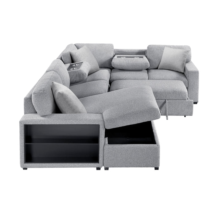 Homelegance - Pompano 2 Piece Sectional with Left Chaise in Gray - 9630GY*4LC2R - GreatFurnitureDeal