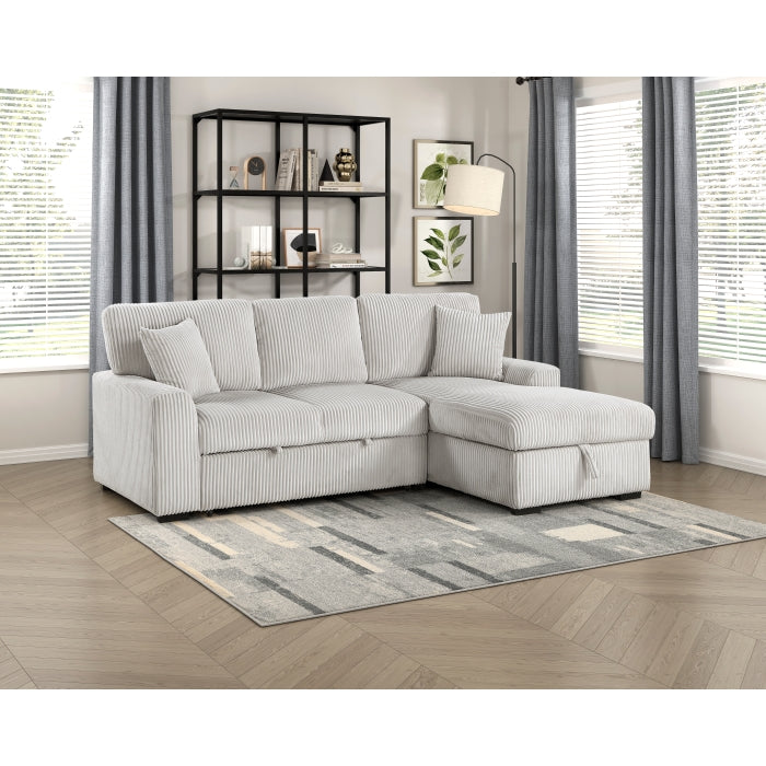 Homelegance - Marsh 2 Piece Sectional with Pull-out Bed, Right Chaise and Hidden Storage in Gray - 9633MNB*22LRC - GreatFurnitureDeal