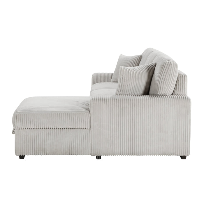 Homelegance - Marsh 2 Piece Sectional with Pull-out Bed, Right Chaise and Hidden Storage in Gray - 9633MNB*22LRC - GreatFurnitureDeal