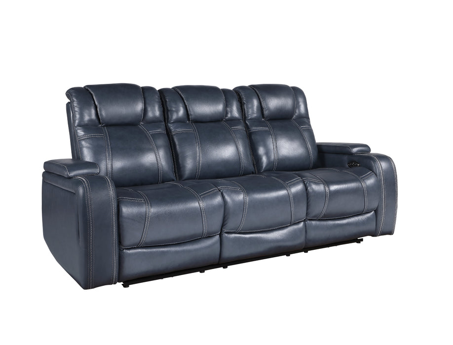 Homelegance - Keziah Power Double Reclining Sofa with Power Headrests and Storage Arms in Blue - 9640BU-3PWH