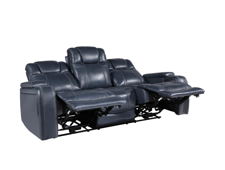Homelegance - Keziah 2 Piece Power Double Reclining Sofa with Power Headrests and Storage Arms Set in Blue - 9640BU*2PWH