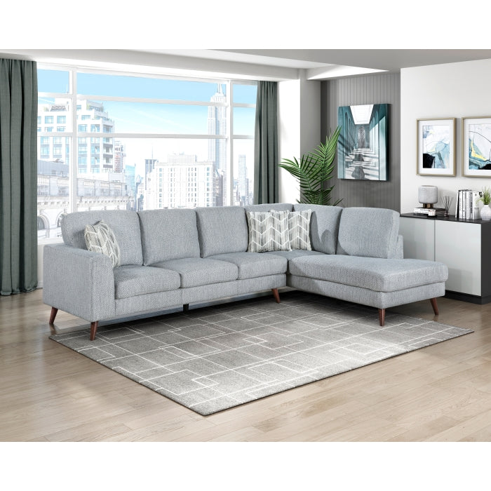 Homelegance - Broadway 3 Piece Sectional with Right Chaise in Blue-Gray - 9644BGY*23L5R - GreatFurnitureDeal