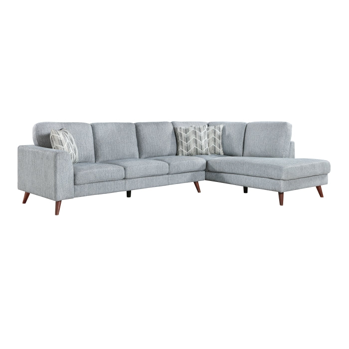 Homelegance - Broadway 3 Piece Sectional with Right Chaise in Blue-Gray - 9644BGY*23L5R - GreatFurnitureDeal