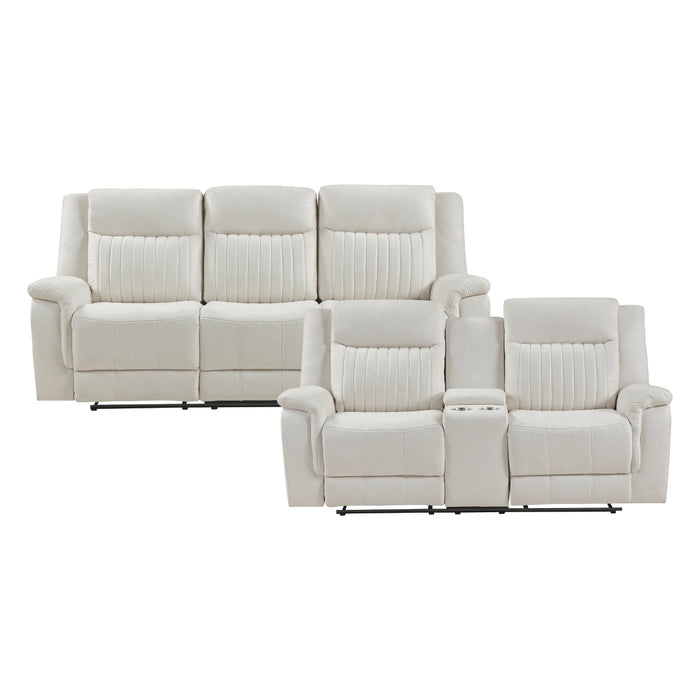 Homelegance - Dean 3 Piece Double Reclining Living Room Set in Beige - 9670BE*3PWH - GreatFurnitureDeal