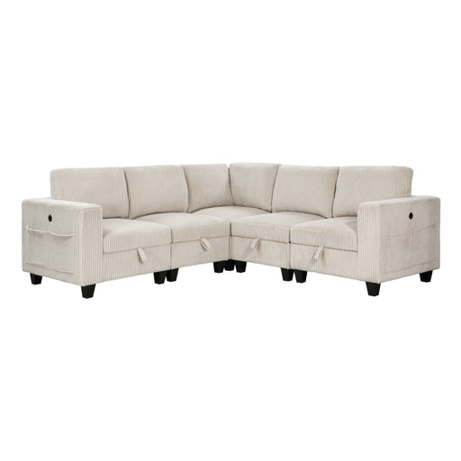 Homelegance - Walterboro 5 Piece Sectional with Storage in Beige - 9650BE*5SC - GreatFurnitureDeal