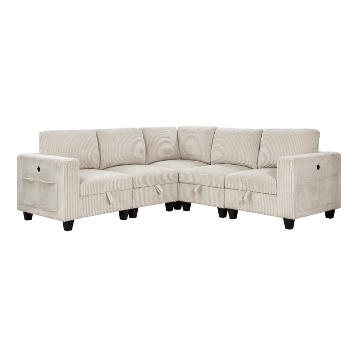 Homelegance - Walterboro 5 Piece Sectional with Storage in Beige - 9650BE*5SC - GreatFurnitureDeal