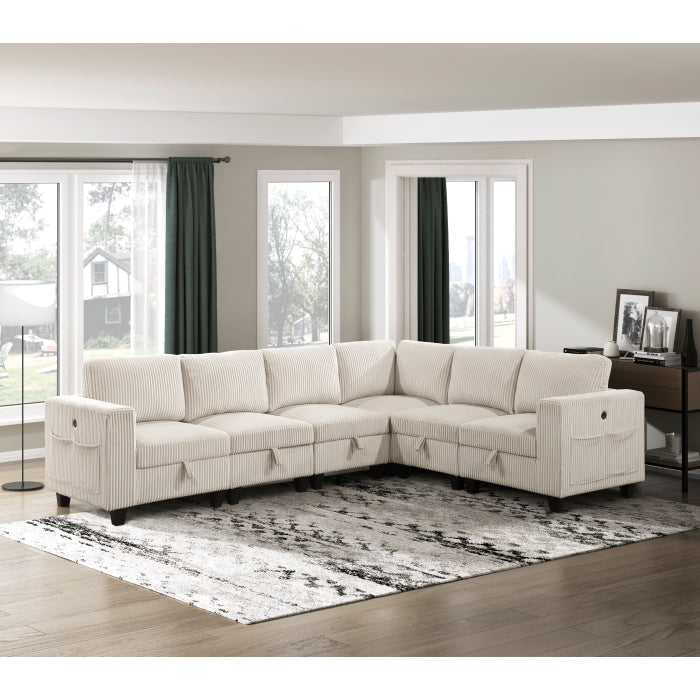 Homelegance - Walterboro 6 Piece Sectional with Storage in Beige - 9650BE*6SC - GreatFurnitureDeal