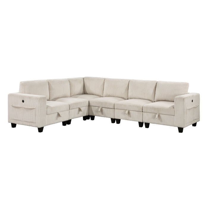 Homelegance - Walterboro 6 Piece Sectional with Storage in Beige - 9650BE*6SC - GreatFurnitureDeal