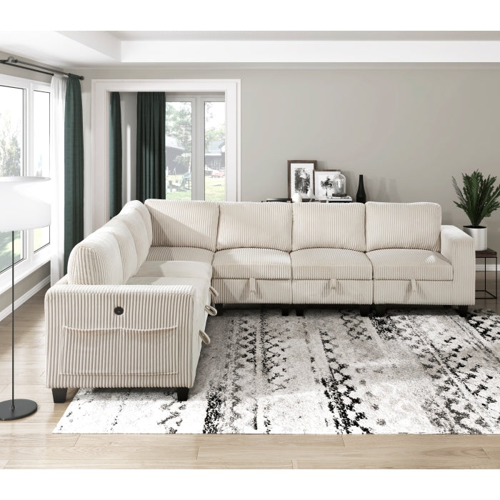 Homelegance - Walterboro 7 Piece Sectional with Storage in Beige - 9650BE*7SC - GreatFurnitureDeal