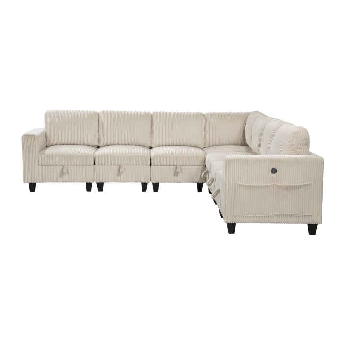 Homelegance - Walterboro 7 Piece Sectional with Storage in Beige - 9650BE*7SC - GreatFurnitureDeal