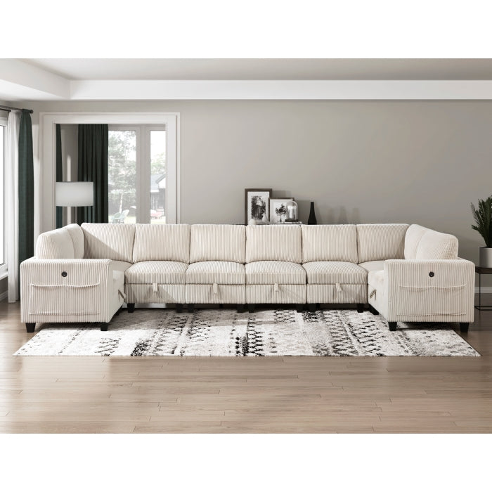 Homelegance - Walterboro 8 Piece Sectional with Storage in Beige - 9650BE*8SC - GreatFurnitureDeal