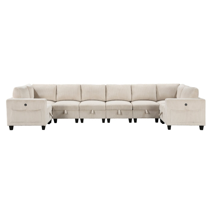 Homelegance - Walterboro 8 Piece Sectional with Storage in Beige - 9650BE*8SC - GreatFurnitureDeal