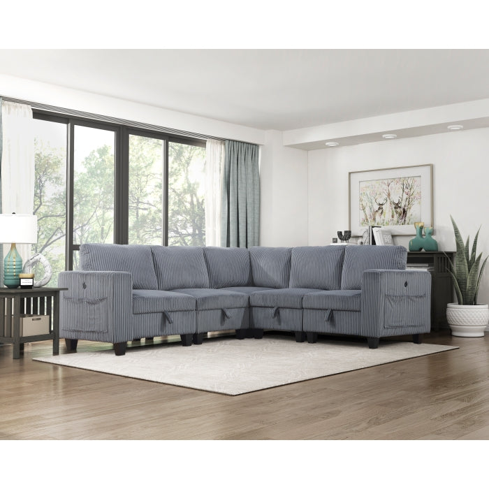 Homelegance - Walterboro 4 Piece Sectional with Storage in Dark Gray - 9650DG*5SC - GreatFurnitureDeal