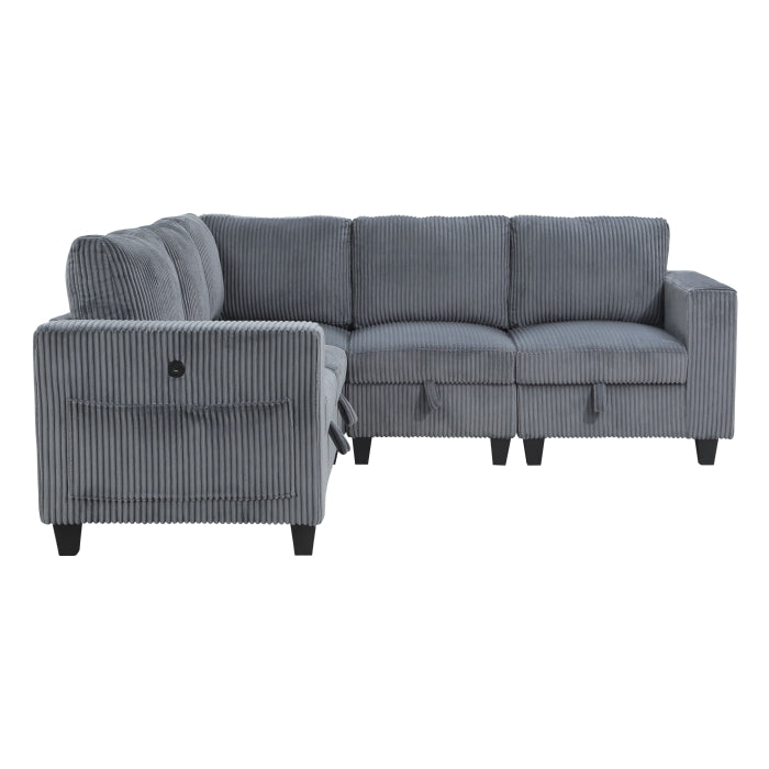 Homelegance - Walterboro 4 Piece Sectional with Storage in Dark Gray - 9650DG*5SC - GreatFurnitureDeal