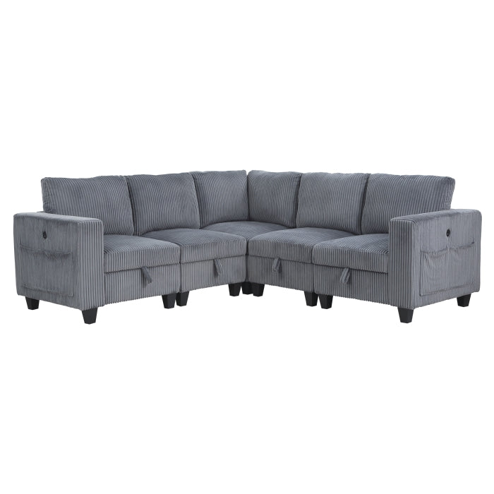 Homelegance - Walterboro 4 Piece Sectional with Storage in Dark Gray - 9650DG*5SC - GreatFurnitureDeal