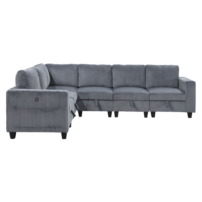 Homelegance - Walterboro 6 Piece Sectional with Storage in Dark Gray - 9650DG*6SC - GreatFurnitureDeal