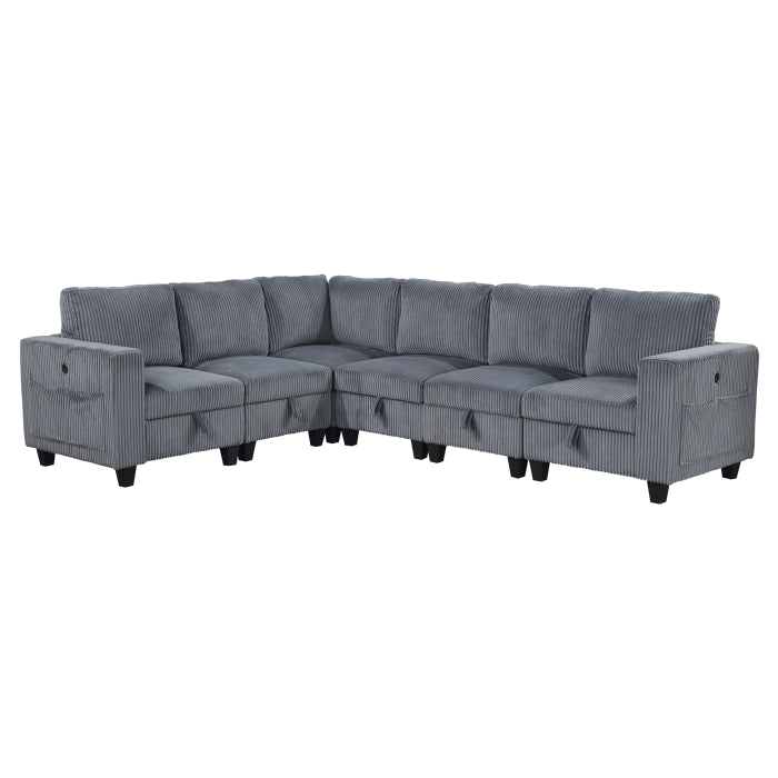 Homelegance - Walterboro 6 Piece Sectional with Storage in Dark Gray - 9650DG*6SC - GreatFurnitureDeal