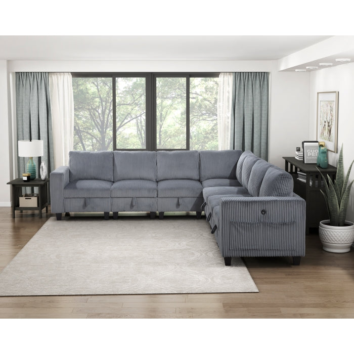 Homelegance - Walterboro 7 Piece Sectional with Storage in Dark Gray - 9650DG*7SC - GreatFurnitureDeal