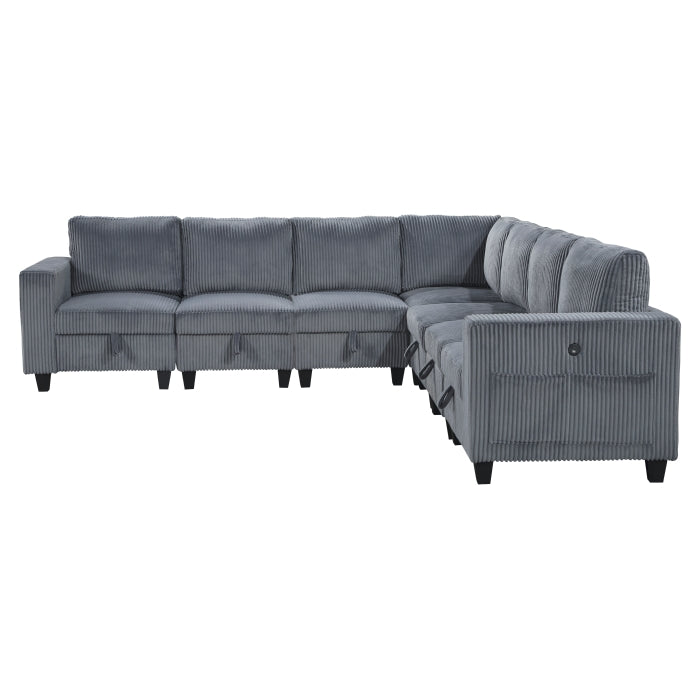 Homelegance - Walterboro 7 Piece Sectional with Storage in Dark Gray - 9650DG*7SC - GreatFurnitureDeal