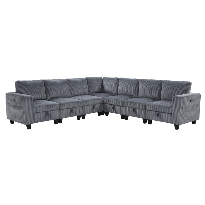 Homelegance - Walterboro 7 Piece Sectional with Storage in Dark Gray - 9650DG*7SC - GreatFurnitureDeal