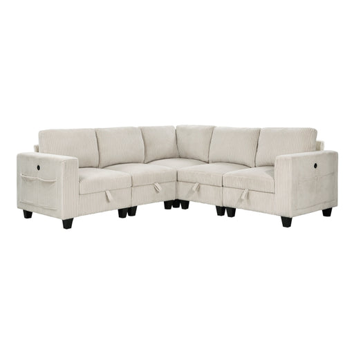 Homelegance - Walterboro 5 Piece Sectional with Storage in Beige - 9650NBE*5SC - GreatFurnitureDeal