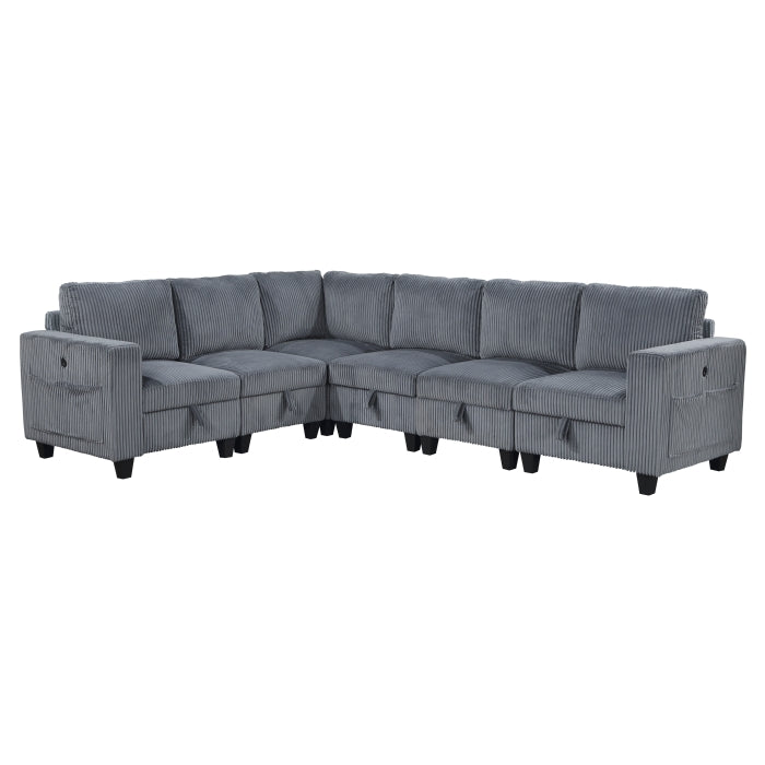 Homelegance - Walterboro 6 Piece Sectional with Storage in Dark Gray - 9650NDG*6SC - GreatFurnitureDeal