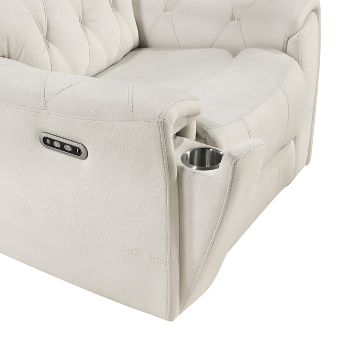 Homelegance - Celeste 2 Piece Power Reclining Sofa Set in Beige - 9670BE*2PWH - GreatFurnitureDeal