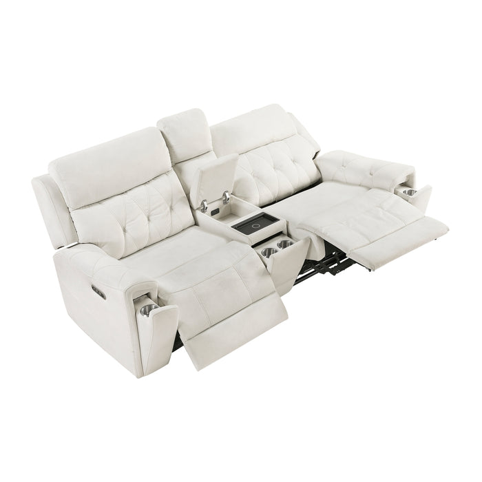 Homelegance - Celeste 2 Piece Power Reclining Sofa Set in Beige - 9670BE*2PWH - GreatFurnitureDeal