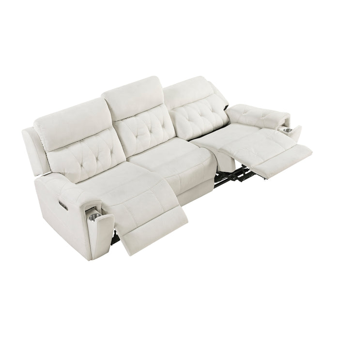 Homelegance - Celeste 2 Piece Power Reclining Sofa Set in Beige - 9670BE*2PWH - GreatFurnitureDeal