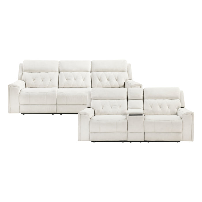 Homelegance - Celeste 2 Piece Power Reclining Sofa Set in Beige - 9670BE*2PWH - GreatFurnitureDeal