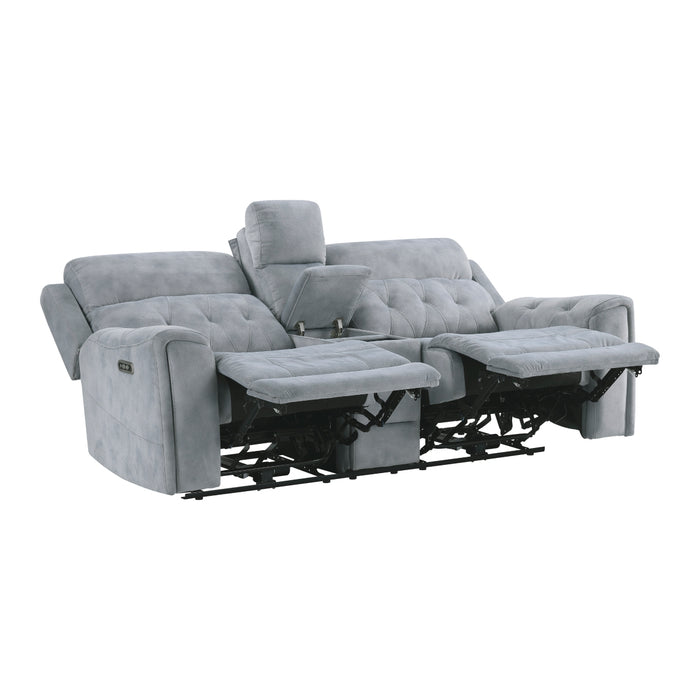 Homelegance - Celeste 2 Piece Double Reclining Sofa Set in Gray - 9670GY*2PWH - GreatFurnitureDeal