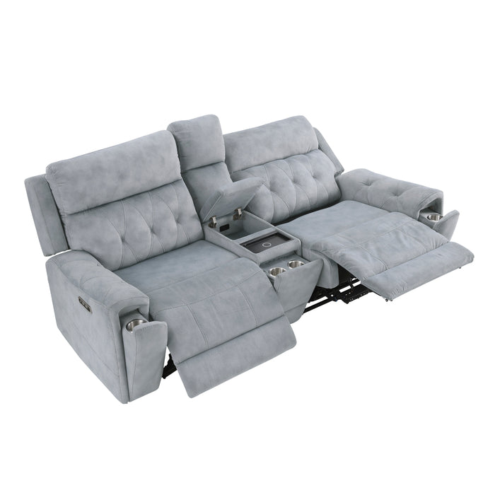 Homelegance - Celeste Power Double Reclining Loveseat in Gray - 9670GY-2PWH - GreatFurnitureDeal