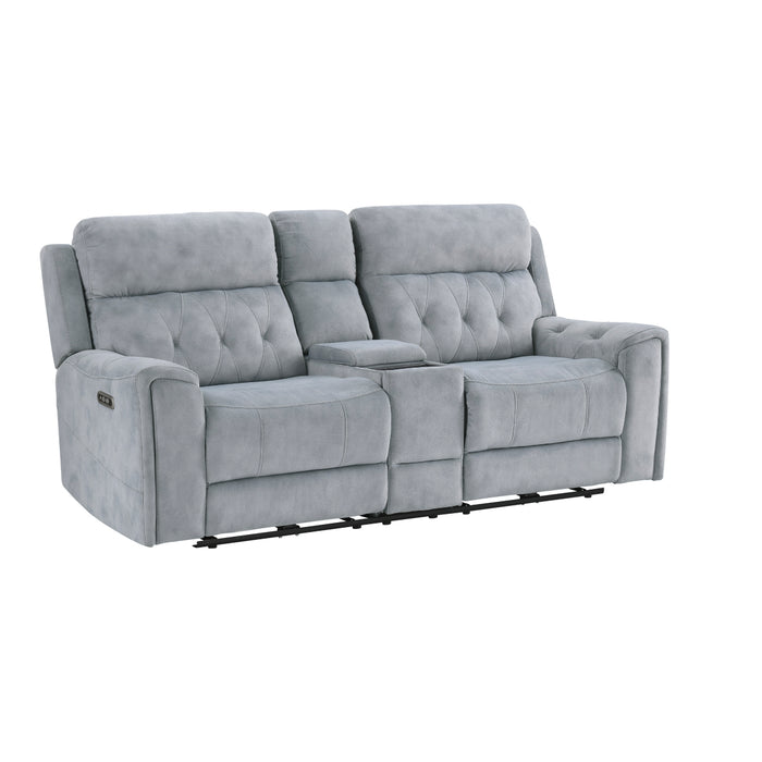 Homelegance - Celeste Power Double Reclining Loveseat in Gray - 9670GY-2PWH - GreatFurnitureDeal
