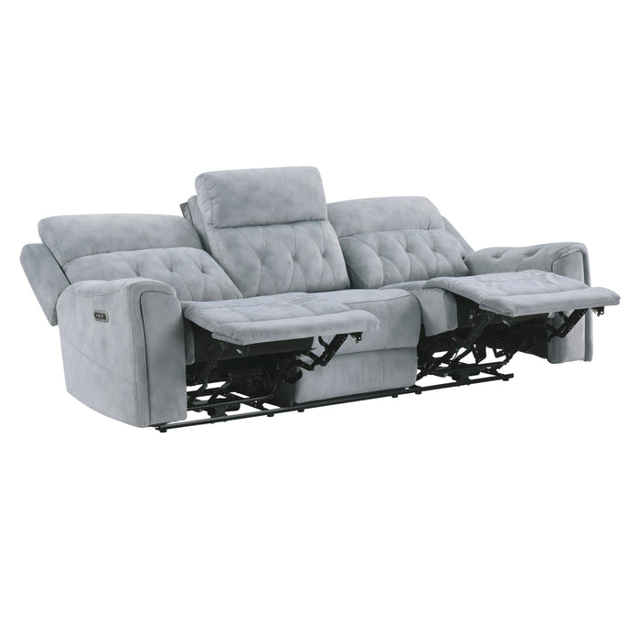 Homelegance - Celeste 2 Piece Double Reclining Sofa Set in Gray - 9670GY*2PWH - GreatFurnitureDeal