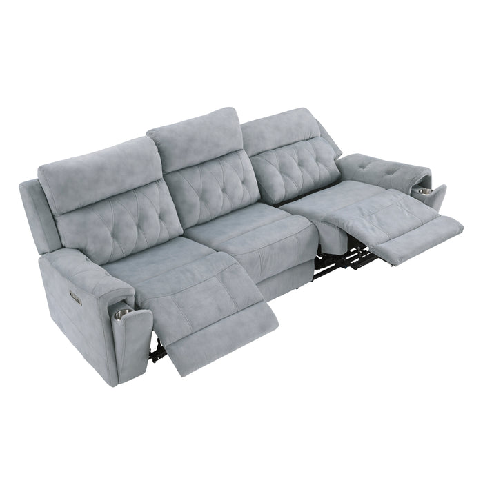 Homelegance - Celeste 2 Piece Double Reclining Sofa Set in Gray - 9670GY*2PWH - GreatFurnitureDeal