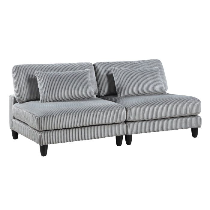 Homelegance - Robstown 6 Piece Modular Sectional with Ottoman in Gray - 9688GY*62CR3ACOT - GreatFurnitureDeal
