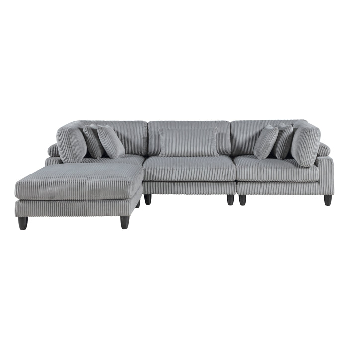 Homelegance - Robstown 4 Piece Modular Sectional with Ottoman in Gray - 9688GY*42CRACOT - GreatFurnitureDeal