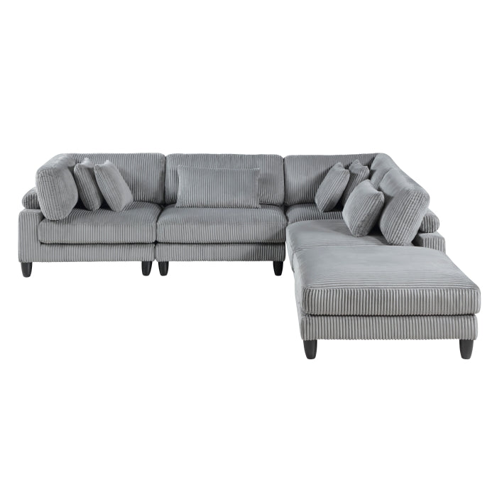 Homelegance - Robstown 5 Piece Modular Sectional with Ottoman in Gray - 9688GY*52CR2ACOT - GreatFurnitureDeal