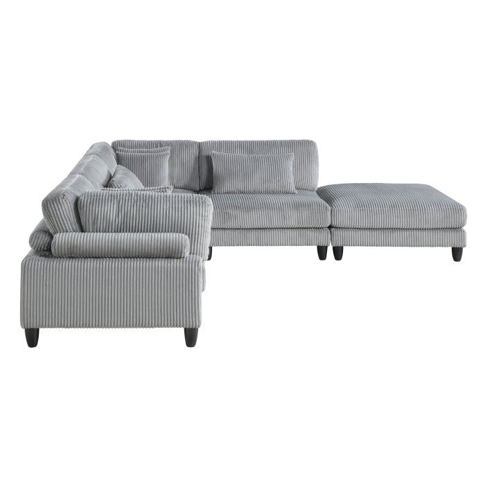 Homelegance - Robstown 5 Piece Modular Sectional with Ottoman in Gray - 9688GY*52CR2ACOT - GreatFurnitureDeal