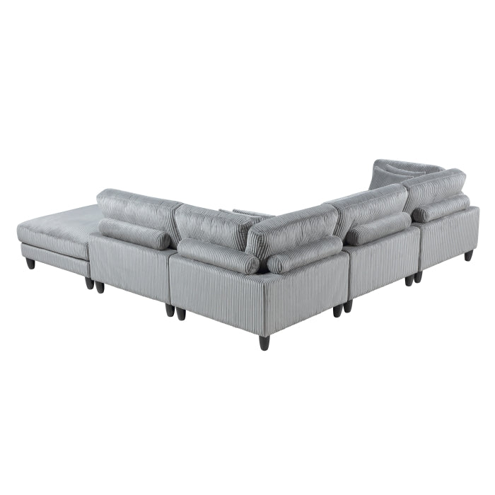 Homelegance - Robstown 5 Piece Modular Sectional with Ottoman in Gray - 9688GY*52CR2ACOT - GreatFurnitureDeal