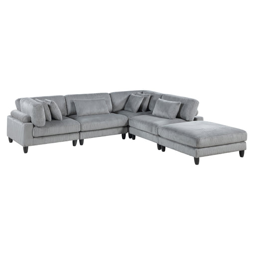 Homelegance - Robstown 5 Piece Modular Sectional with Ottoman in Gray - 9688GY*52CR2ACOT - GreatFurnitureDeal