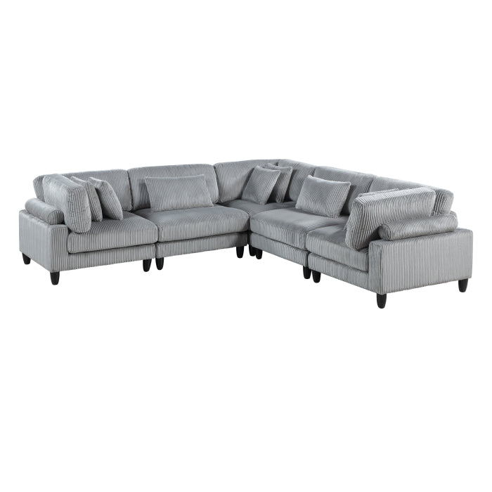 Homelegance - Robstown 5 Piece Modular Sectional in Gray - 9688GY*53CR2AC - GreatFurnitureDeal